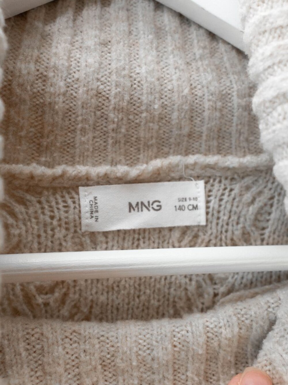 MNG Cream Cable Knit Sweater Poncho Size 9-10 Turtleneck Cozy Oversized Knit - Picture 3 of 14